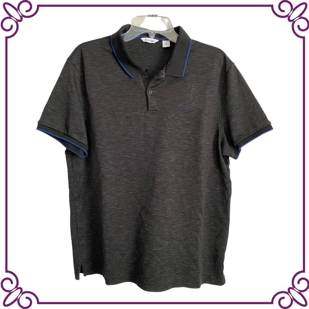 Calvin Klein Dark Charcoal Gray Marl Polo Shirt Medium Large